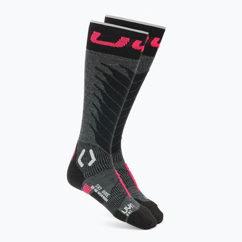 Шкарпетки гірськолижні чоловічі UYN Ski One Merino anthracite/pink