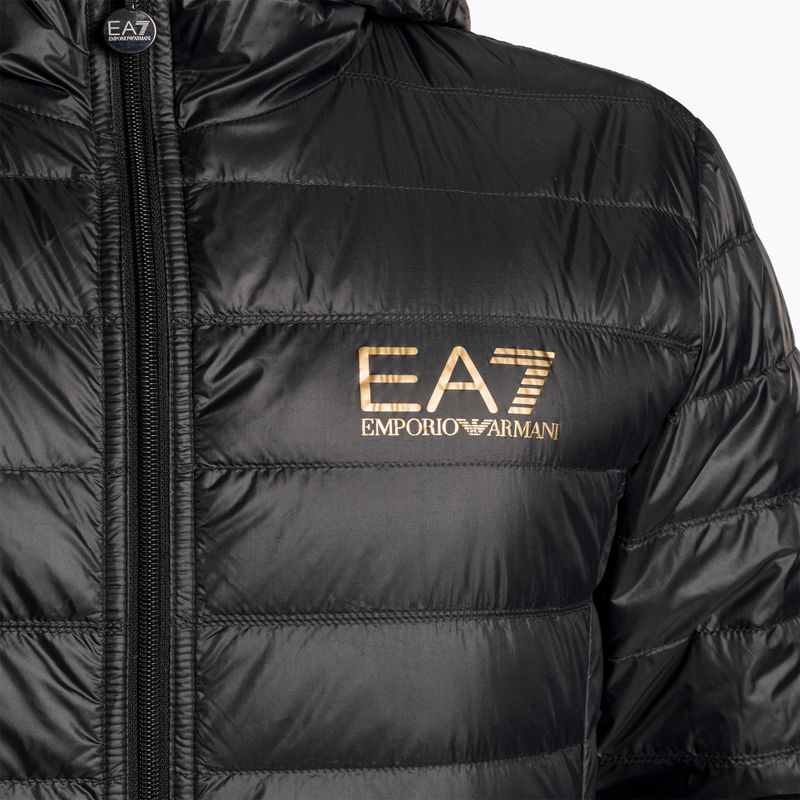 Чоловіча куртка з логотипом EA7 Emporio Armani Train Core ID Down Light Hoodie з капюшоном чорного/золотого кольору 3