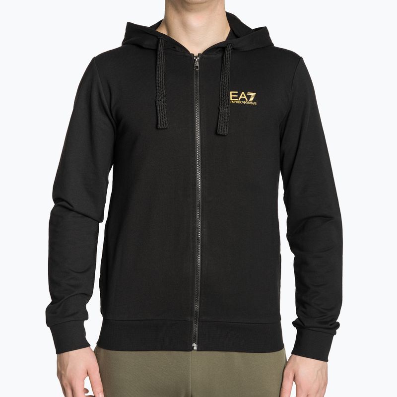 Чоловічий світшот EA7 Emporio Armani Train Core ID Hoodie FZ Coft чорний/золотий з логотипом
