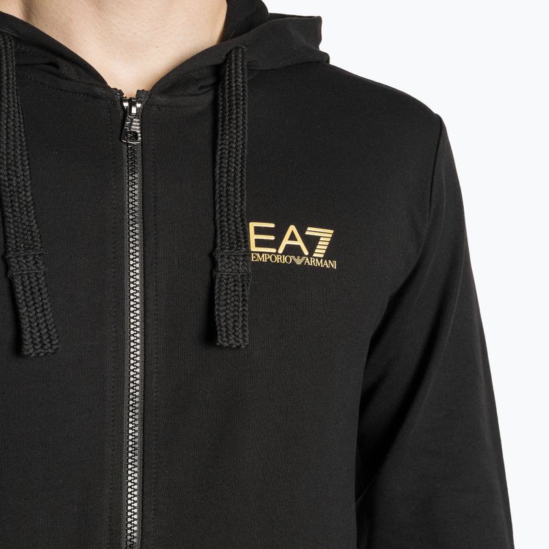 Чоловічий світшот EA7 Emporio Armani Train Core ID Hoodie FZ Coft чорний/золотий з логотипом 3