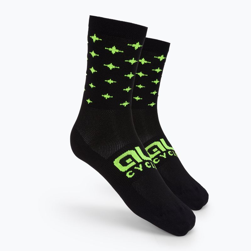 Велошкарпетки Alé Calza Q-Skin 16 cm Stars black/fluo yellow