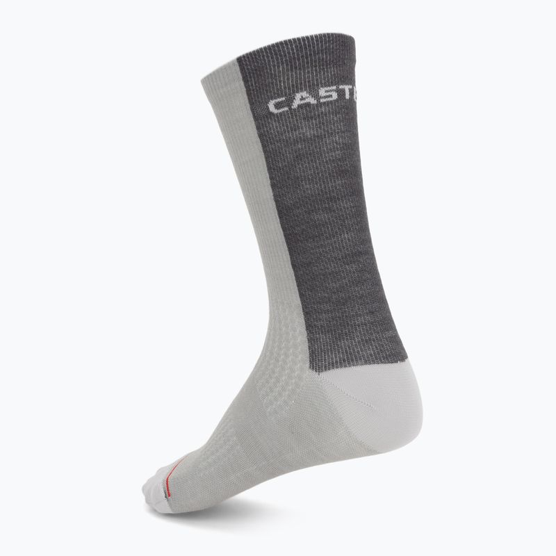 Шкарпетки чоловічі Castelli Castelli Logo 18 Merino Sock silver gray/dark gray 2