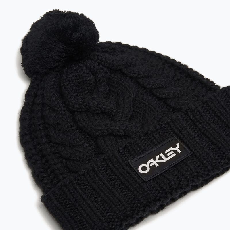 Шапка зимова Oakley Harper Pom Beanie black/white logo 2