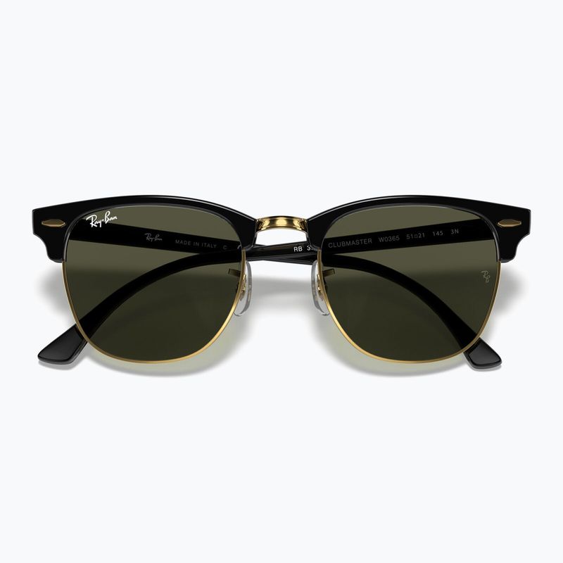 Окуляри сонцезахисні Ray-Ban Clubmaster Classic black/gold/green g-15 3