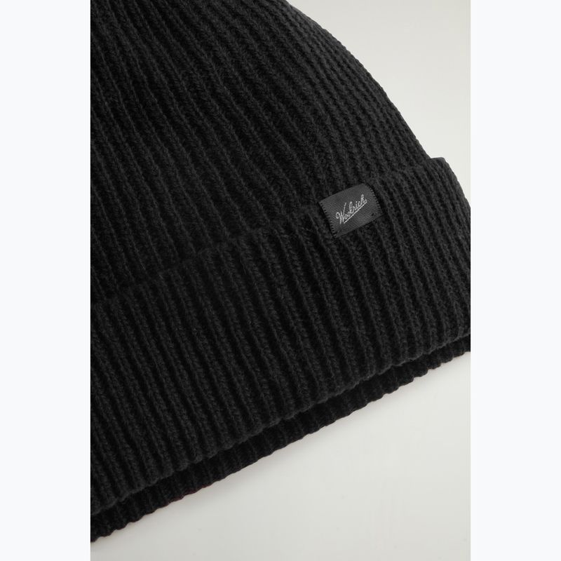 Чоловіча зимова шапка Woolrich Knitted Ribbed Beanie black 3