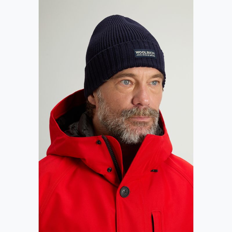 Шапка зимова чоловіча Woolrich Legacy Patch Beanie melton blue 4