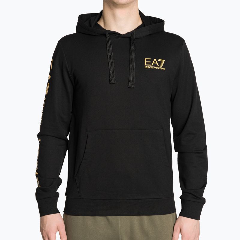 Чоловічий EA7 Emporio Armani Train Logo Series Толстовка з капюшоном з розширеним логотипом Coft чорний / золотий світшот з логотипом