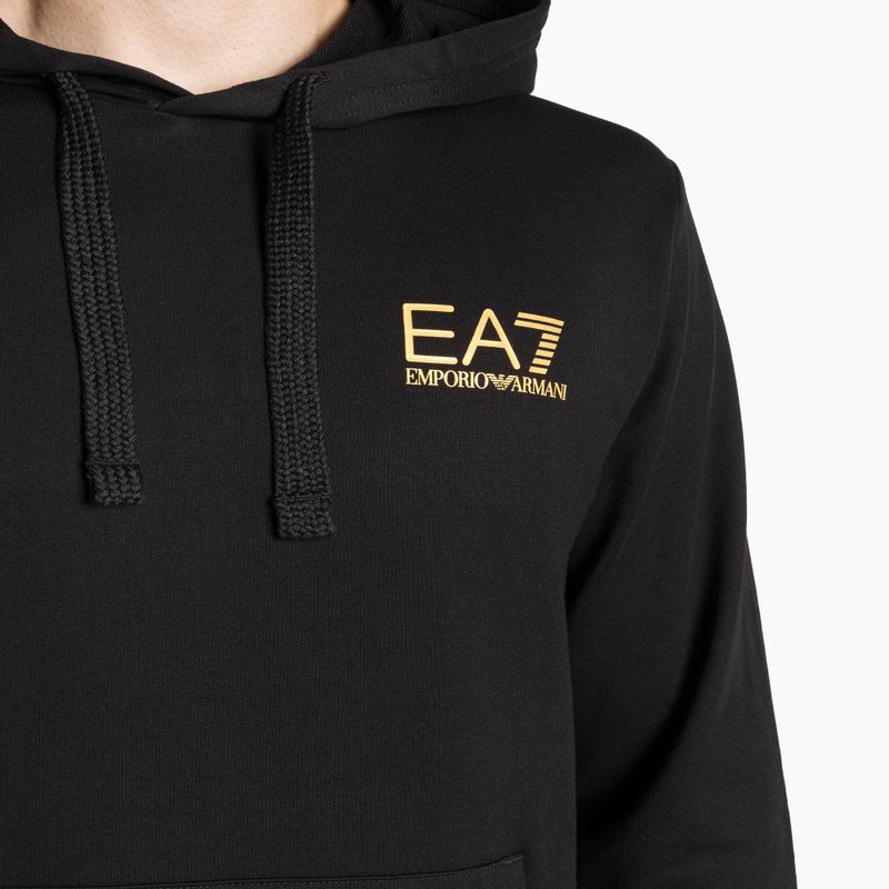 Чоловічий EA7 Emporio Armani Train Logo Series Толстовка з капюшоном з розширеним логотипом Coft чорний / золотий світшот з логотипом 3