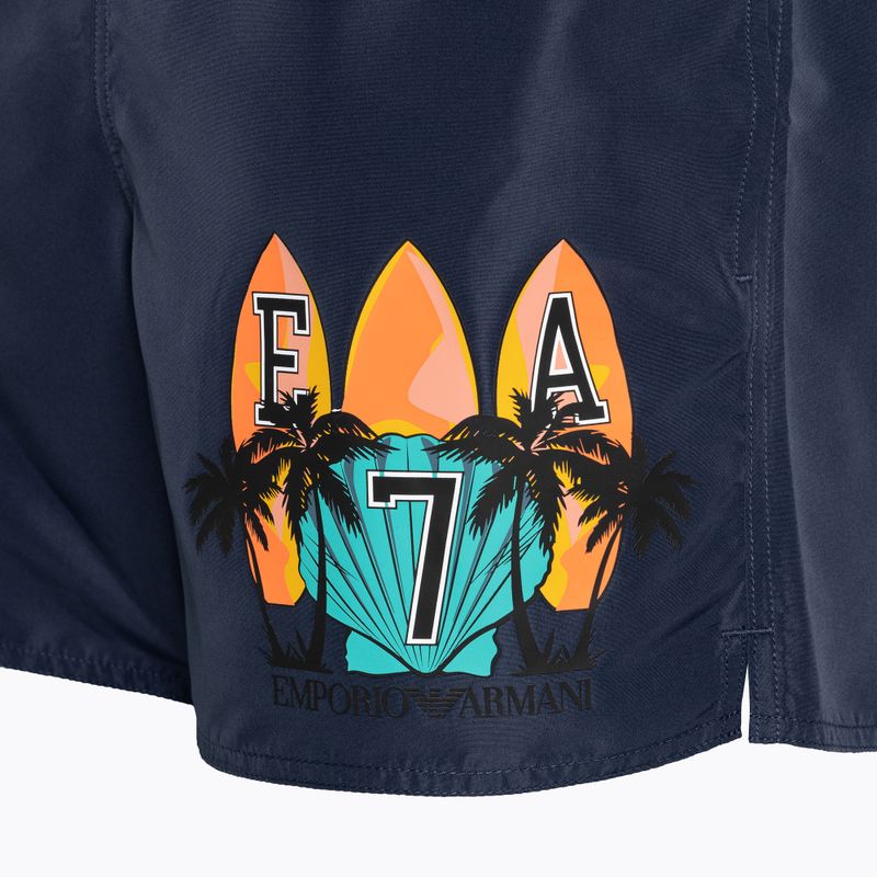 Чоловічі боксерські шорти EA7 Emporio Armani Water Reactive Monogram Monogram сині темно-сині 3