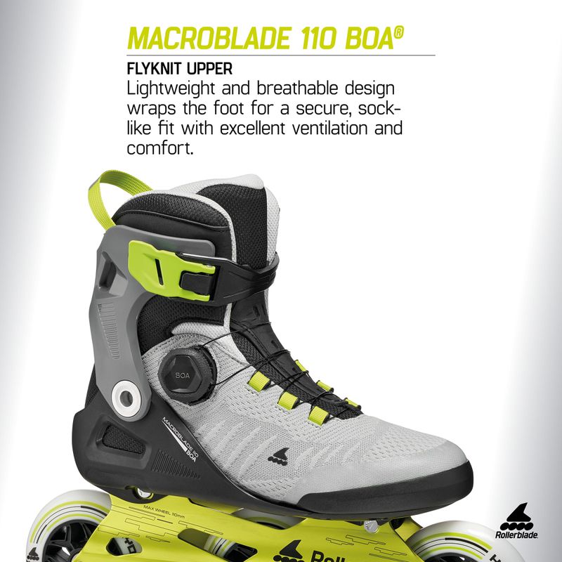 Ролики чоловічі Rollerblade Macroblade 110 Boa black/grey/lime 8