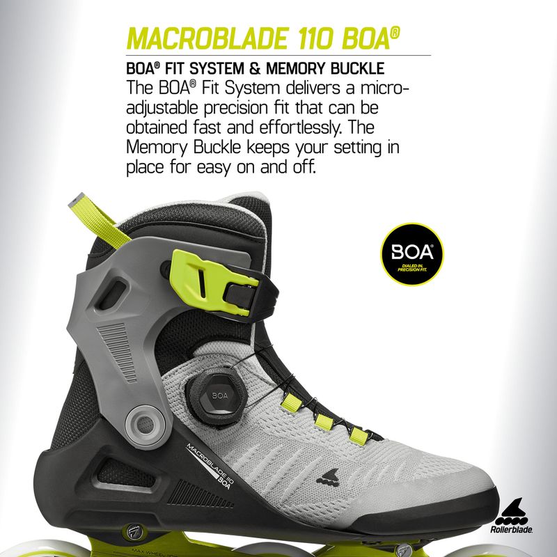 Ролики чоловічі Rollerblade Macroblade 110 Boa black/grey/lime 10