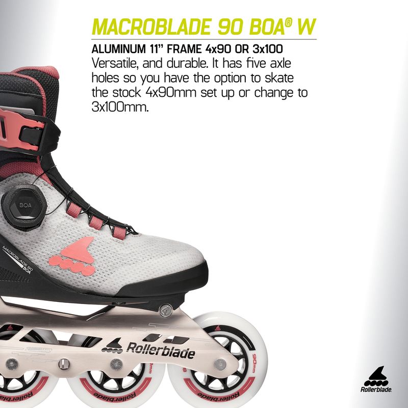 Ролики жіночі Rollerblade Macroblade 90 Boa W grey/amethyst rose 9
