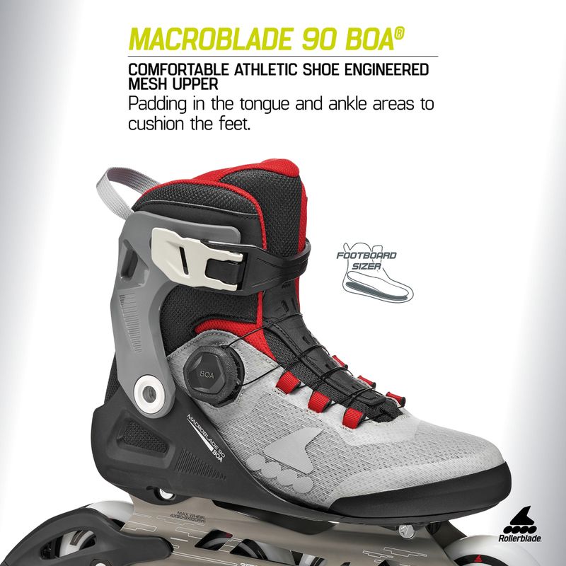 Ролики чоловічі Rollerblade Macroblade 90 Boa black/grey/red 8