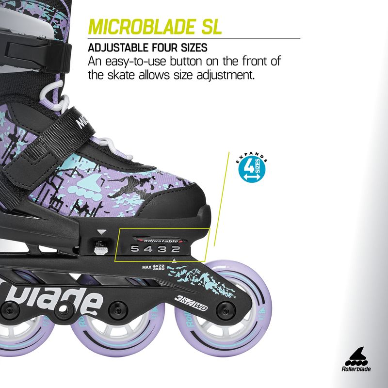 Ролики дитячі Rollerblade Microblade SL Jr black/lavender/light blue 9