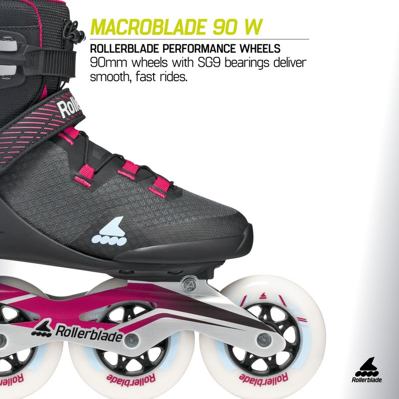 Ролики жіночі Rollerblade Macroblade 90 W black/burgundy/ocean green 9