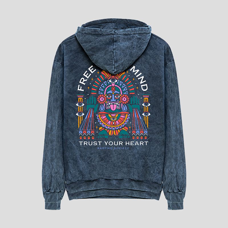 Кофта чоловіча Kaotiko Washed Free Your Mind navy 2