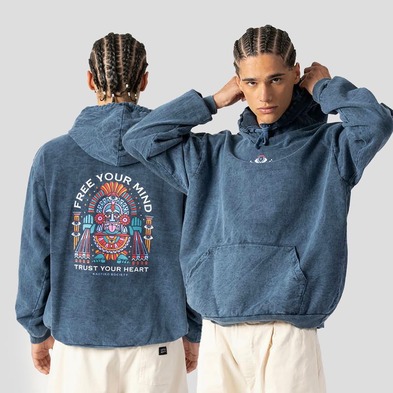 Кофта чоловіча Kaotiko Washed Free Your Mind navy 3
