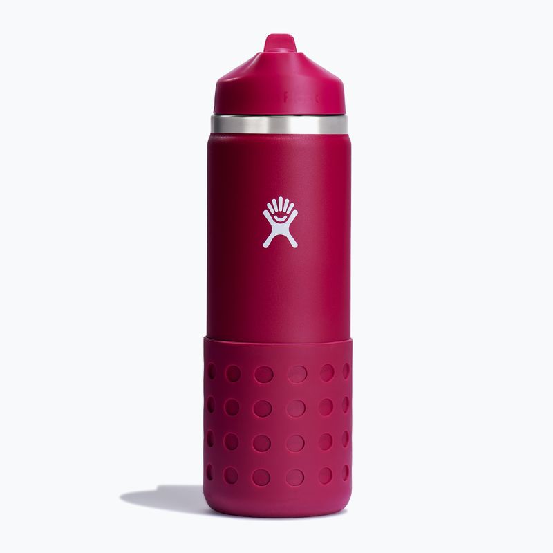 Термопляшка Hydro Flask з широким горлом, солом'яною кришкою та чохлом 590 мл 2