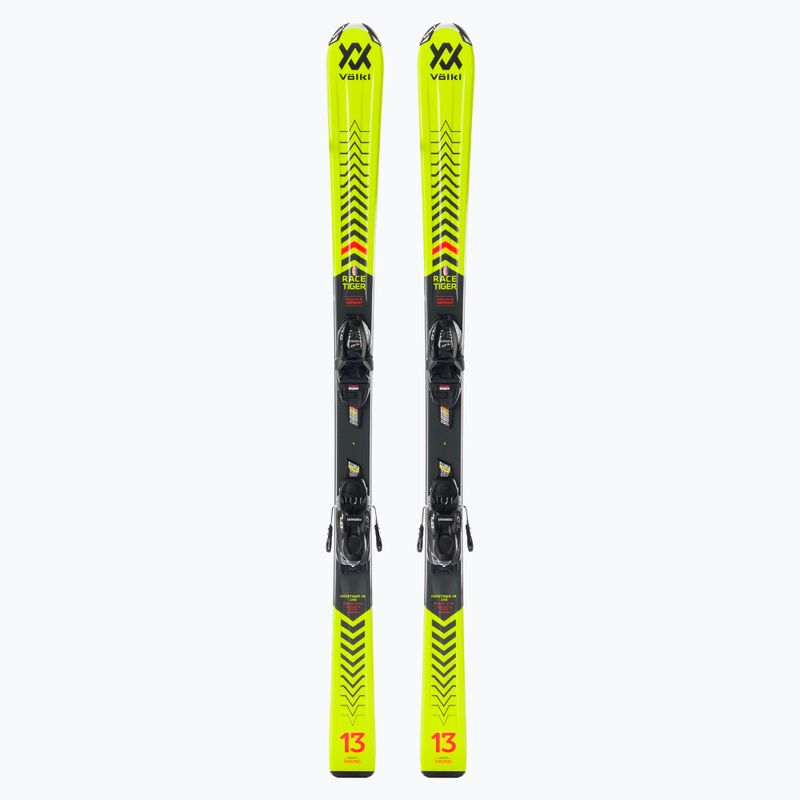 Лижі гірські дитячі Völkl RACETIGER Junior + 7.0 VMotion Jr. жовті 120465/6262T1.VA