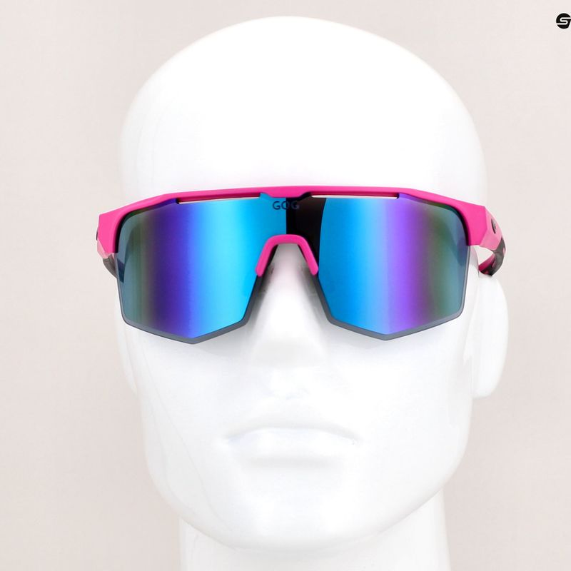 Окуляри велосипедні GOG Athena matt neon pink / black / polychromatic white-blue E508-3 9