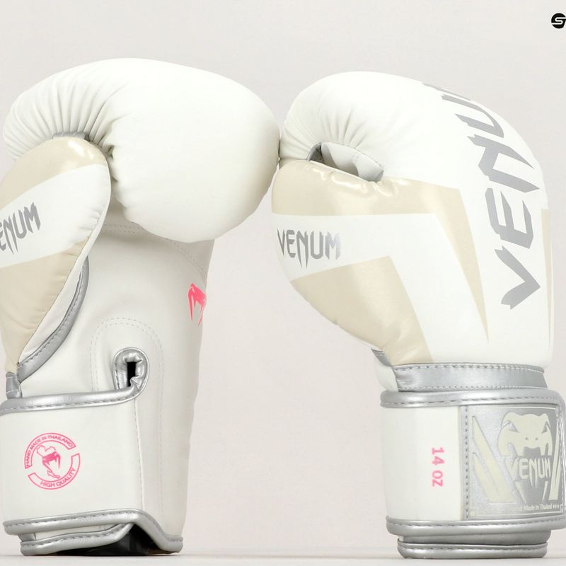 Рукавиці боксерські чоловічі Venum Elite біло-сріблясті 1392-574 7