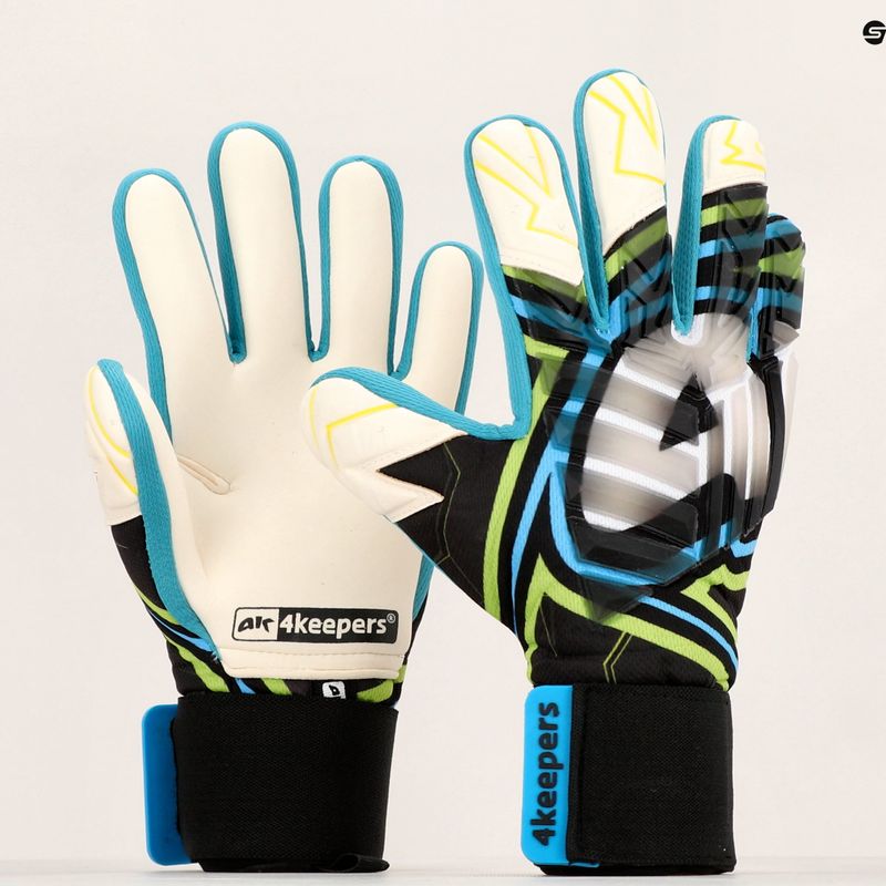 Рукавиці воротарські 4keepers Evo Amson NC чорні/білі/жовті/блакитні 11