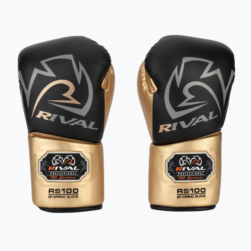 Рукавиці боксерські Rival RS100 Professional black/gold 2