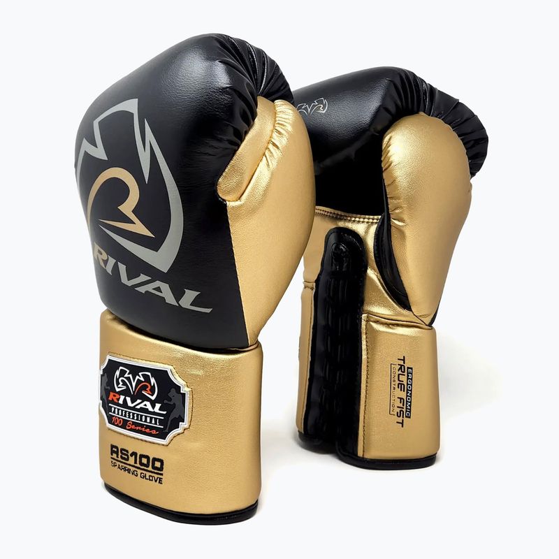 Рукавиці боксерські Rival RS100 Professional black/gold 2