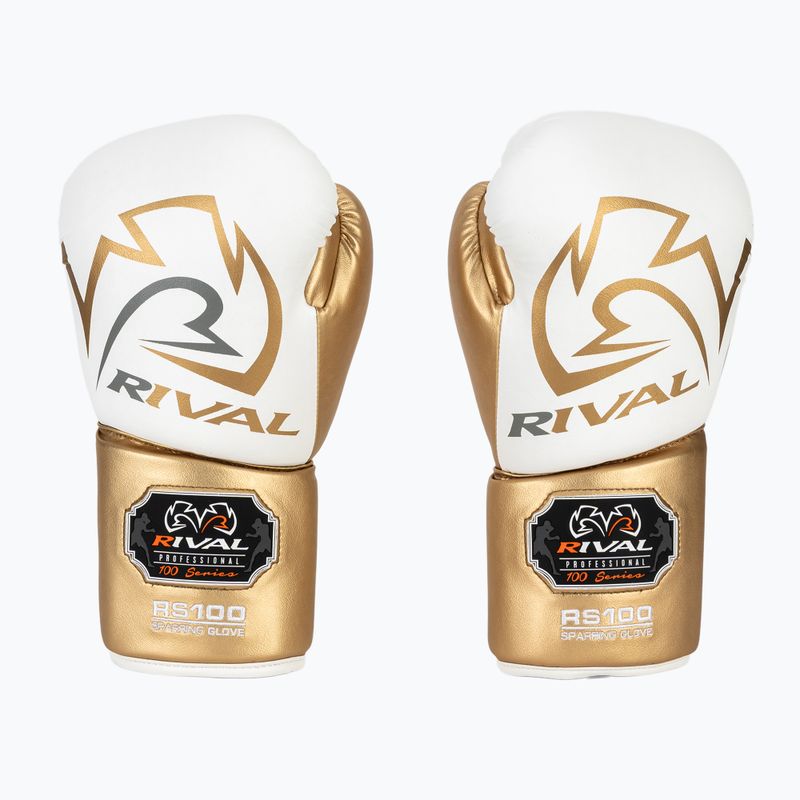 Рукавиці боксерські Rival RS100 Professional white/gold 2