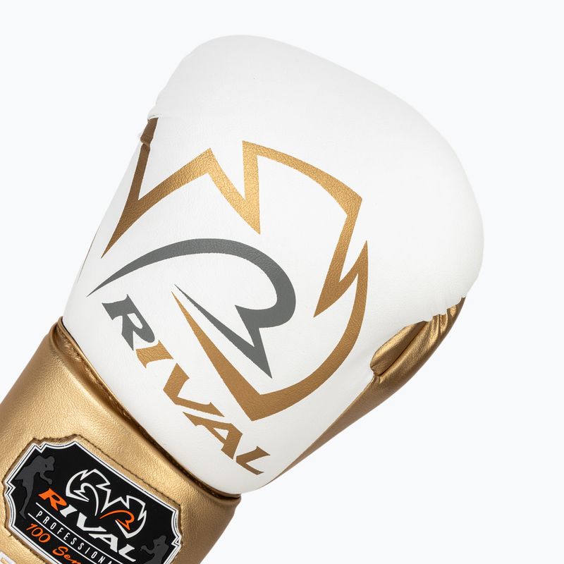 Рукавиці боксерські Rival RS100 Professional white/gold 5