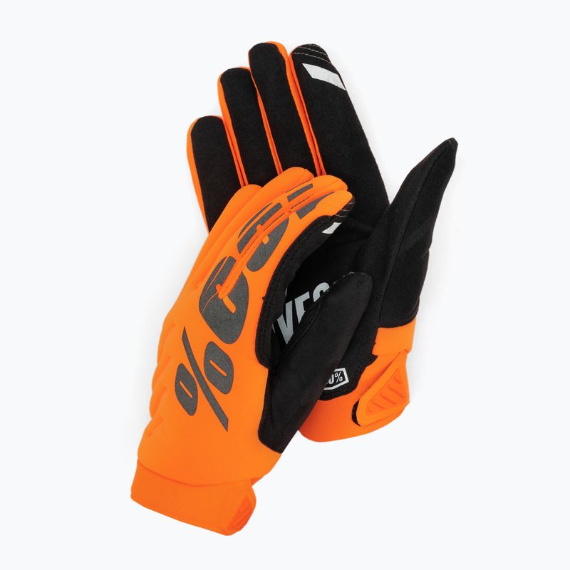 Велорукавиці чоловічі 100% Brisker fluo orange/black