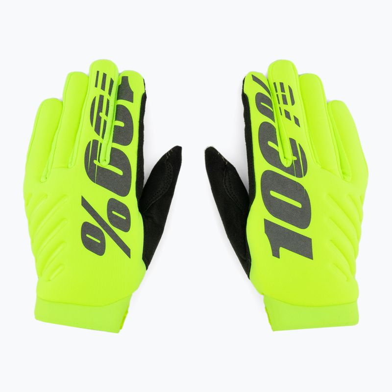 Велорукавиці чоловічі 100% Brisker fluo yellow/black 3