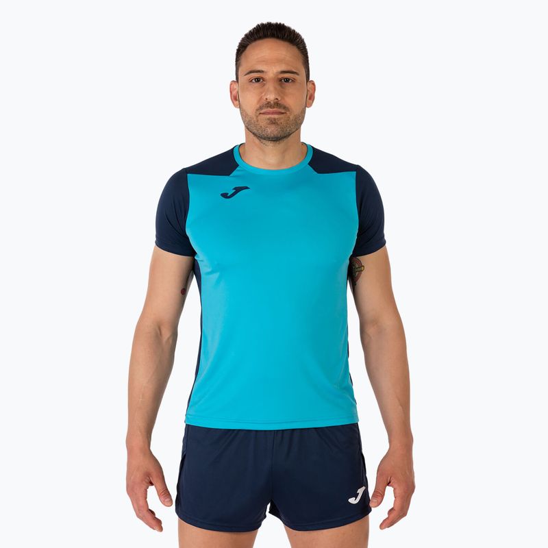 Чоловіча бігова сорочка Joma Record II фтор бірюзовий / темно-синій