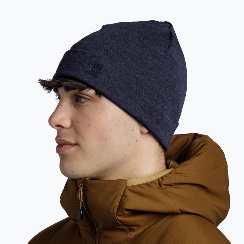 Шапка зимова BUFF Heavyweight Merino Wool solid indigo 4