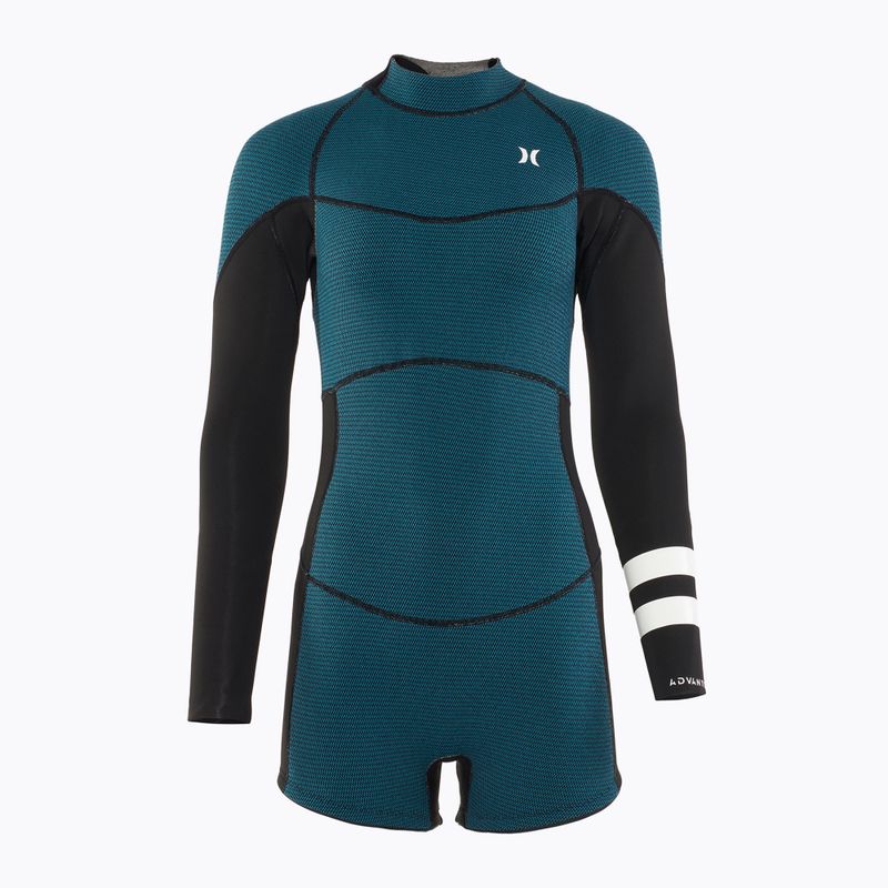 Жіночий гідрокостюм Hurley Advant Shorty Texture 2/2 мм Springsuit чорний/блакитний