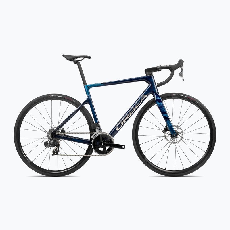 Дорожній велосипед Orbea Orca M31e Team 2023 з синім карбоном / титановий