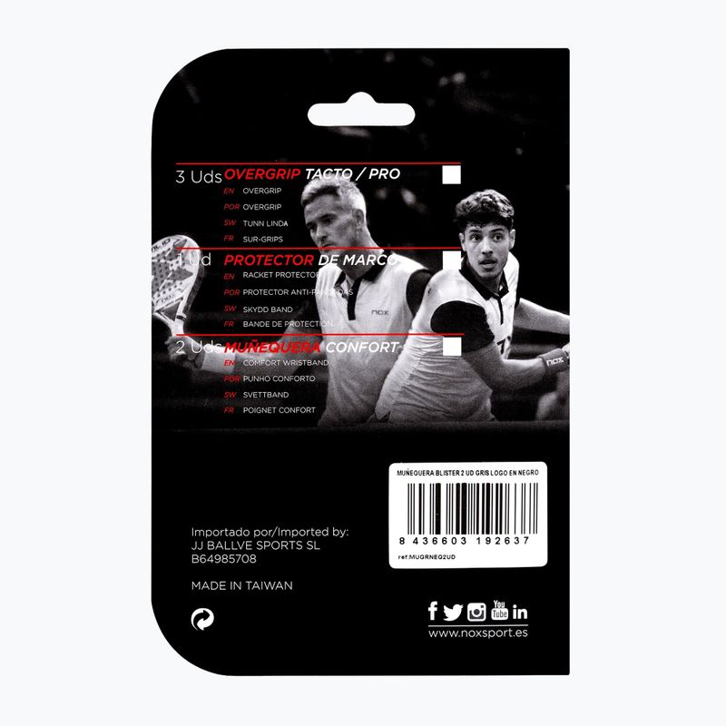 Напульсники NOX Wristband with Logo 2 szt. grey/black 2