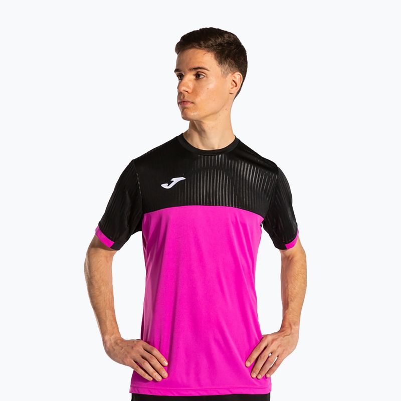 Футболка тенісна чоловіча Joma Montreal fluorescent pink/black