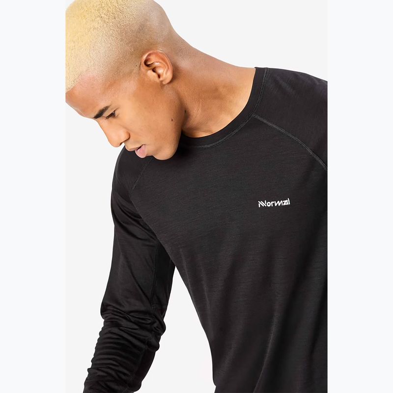 Лонгслів для бігу чоловічий NNormal Merino black 4