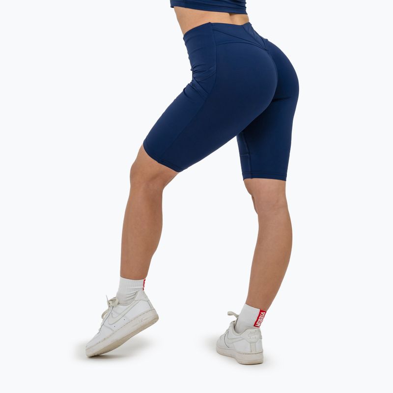 Шорти для тренувань жіночі NEBBIA High Waisted Biker 10″ Gym Therapy dark blue 3