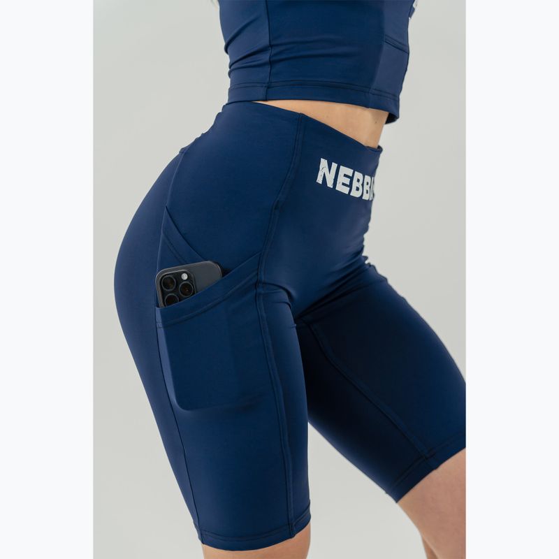 Шорти для тренувань жіночі NEBBIA High Waisted Biker 10″ Gym Therapy dark blue 4