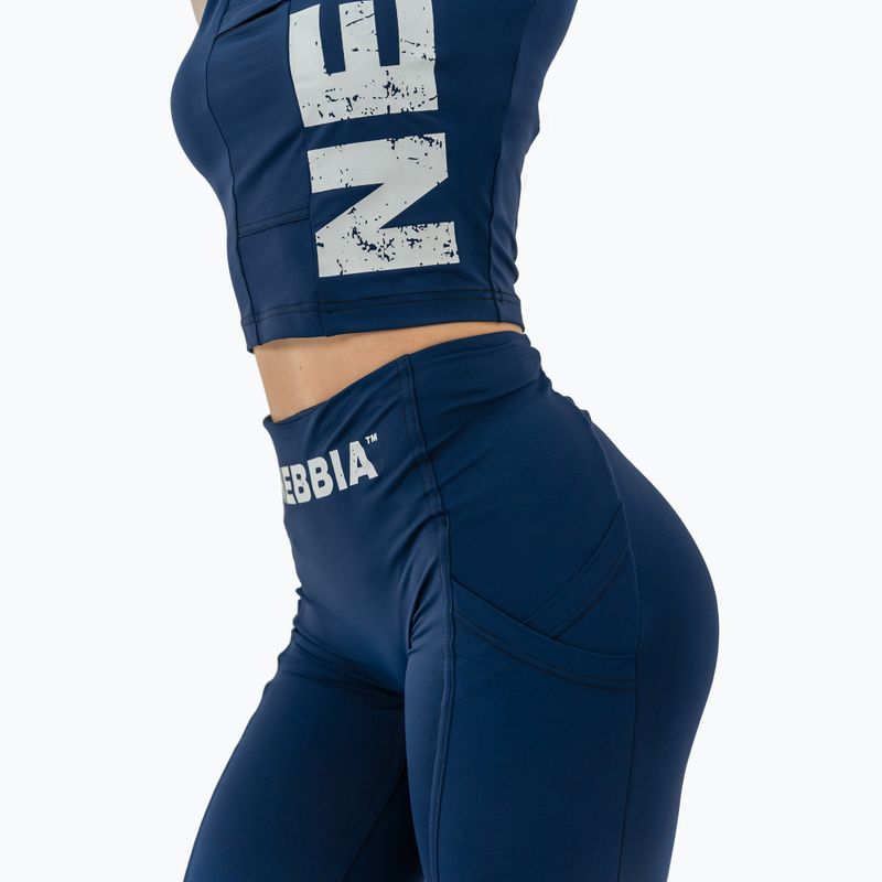 Шорти для тренувань жіночі NEBBIA High Waisted Biker 10″ Gym Therapy dark blue 5