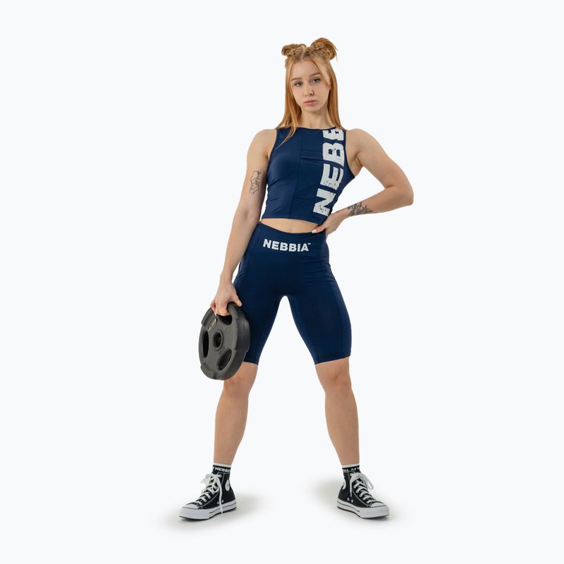 Шорти для тренувань жіночі NEBBIA High Waisted Biker 10″ Gym Therapy dark blue 8