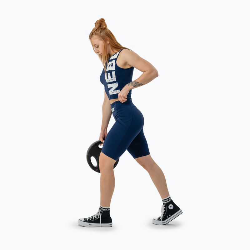 Шорти для тренувань жіночі NEBBIA High Waisted Biker 10″ Gym Therapy dark blue 9
