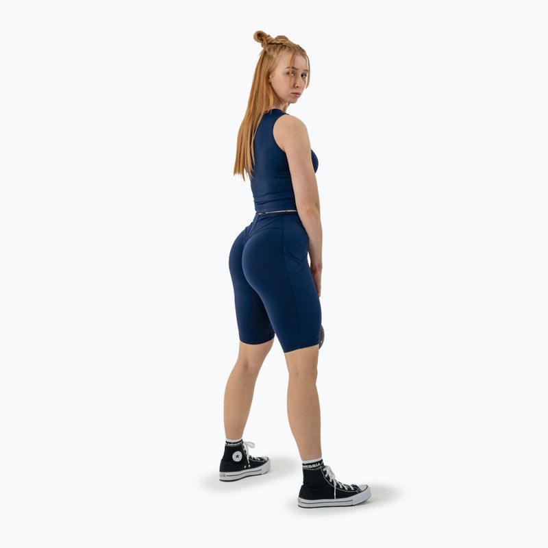Шорти для тренувань жіночі NEBBIA High Waisted Biker 10″ Gym Therapy dark blue 10