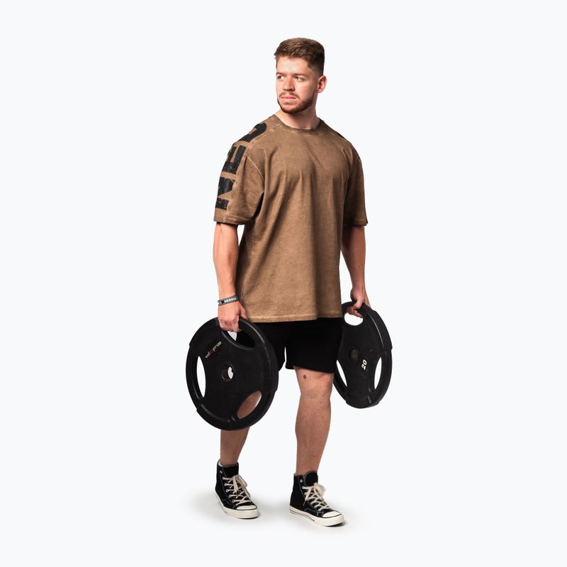 Футболка для тренувань чоловіча NEBBIA Washed-Off Lifting Club light brown 5
