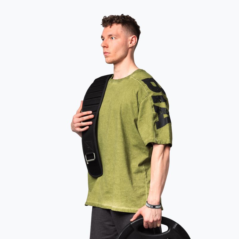 Футболка для тренувань чоловіча NEBBIA Washed-Off Lifting Club green 4