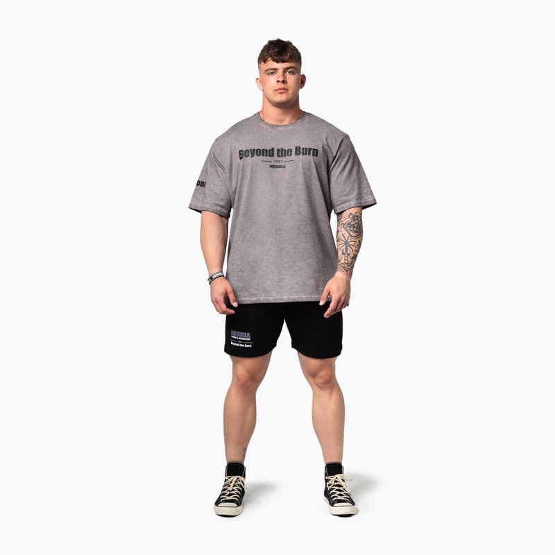 Футболка для тренувань чоловіча NEBBIA Washed-Off Heavyweight Grind light grey 2