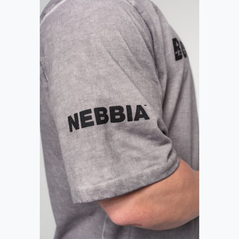 Футболка для тренувань чоловіча NEBBIA Washed-Off Heavyweight Grind light grey 6