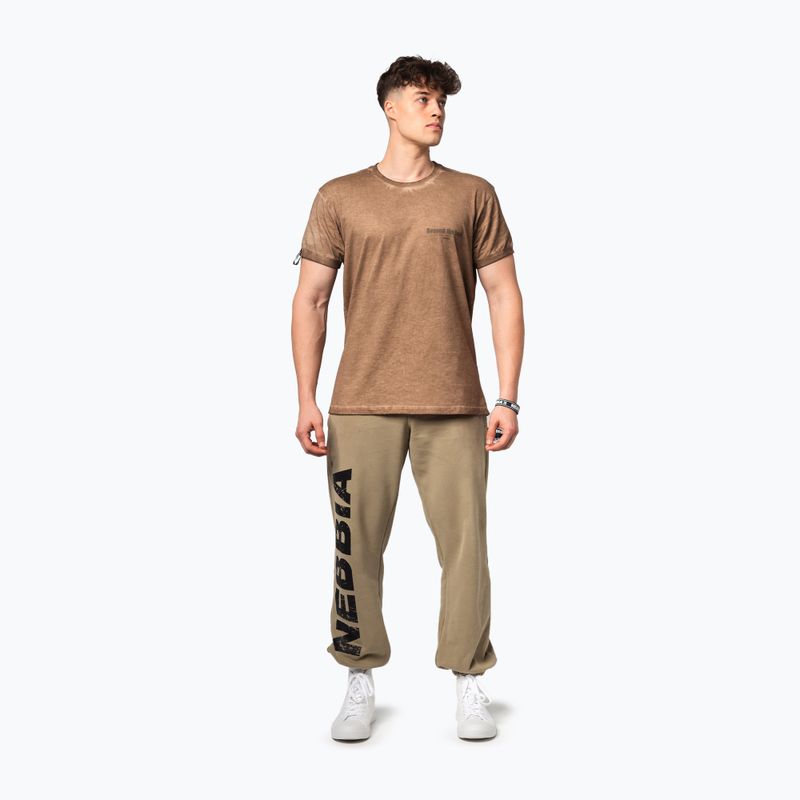 Футболка для тренувань чоловіча NEBBIA Washed-Off Max Out light brown 2